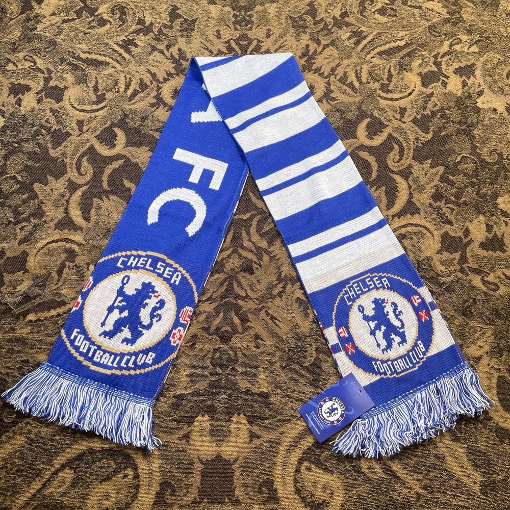 Chelsea FC Soccer Football Scarf Licensed New Blue White Striped A